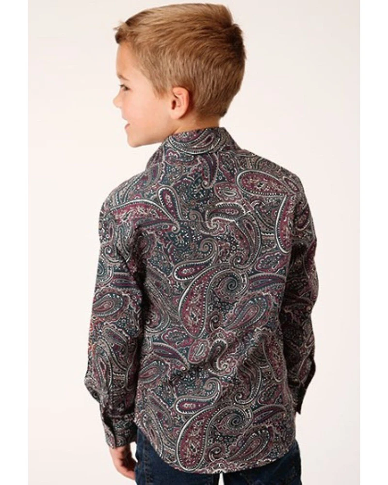Roper Boys' Ruby Falls Printed Long Sleeve Snap Western Shirt