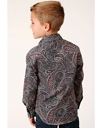 Roper Boys' Ruby Falls Printed Long Sleeve Snap Western Shirt