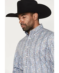 Panhandle Slim Men's Paisley Wallpaper Print Long Sleeve Button-Down Stretch Western Shirt