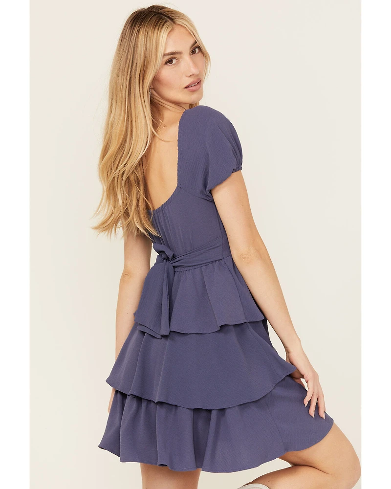Originality Women's Tiered Short Sleeve Mini Dress