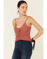 Mystree Women's Sweater-Knit Lace-Up Cami
