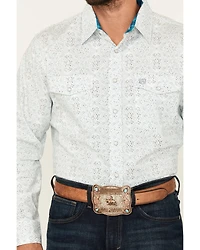 Panhandle Select Men's Medallion Print Long Sleeve Snap Stretch Western Shirt