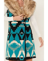 Tasha Polizzi Women's Southwestern Print Faux Fur Old Ranch Vest
