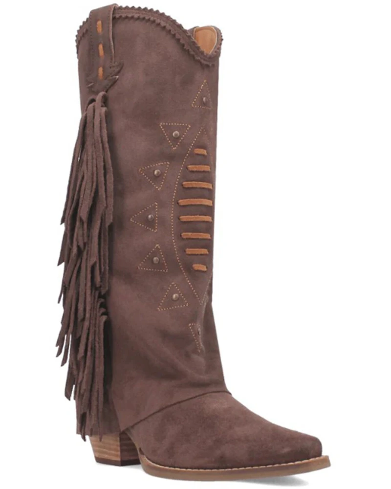 Dingo Women's Spirit Trail Fringe Tall Western Boots - Round Toe
