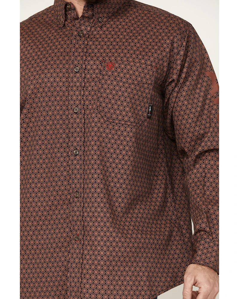 Ariat Men's FR Adirondack Geo Print Long Sleeve Button-Down Western Work Shirt
