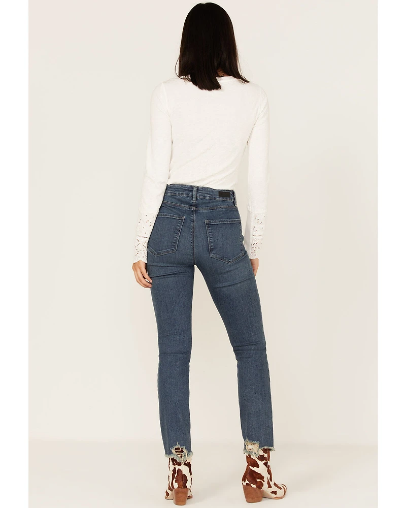 Lola Women's Kate Medium Wash High Rise Straight Jeans