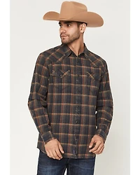 Moonshine Spirit Men's Richter Dobby Plaid Print Long Sleeve Snap Western Shirt