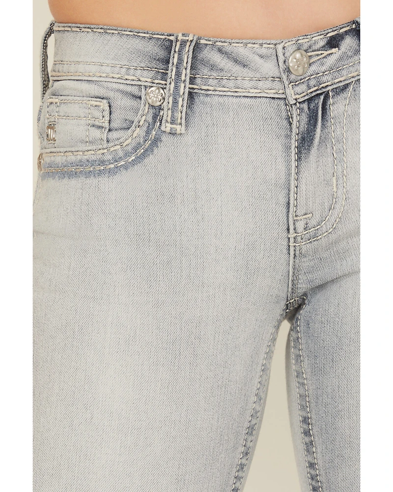 Miss Me Women's Light Wash Mid Rise 32" Bootcut Stretch Denim Jeans