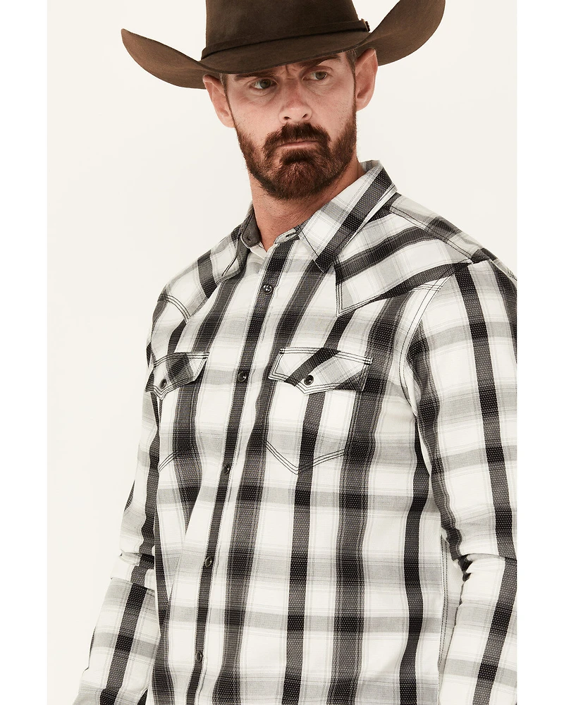 Moonshine Spirit Men's Skylark Plaid Print Long Sleeve Pearl Snap Western Shirt
