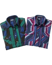 Wrangler Assorted Striped 4.5 oz. Flannel Long Sleeve Shirts