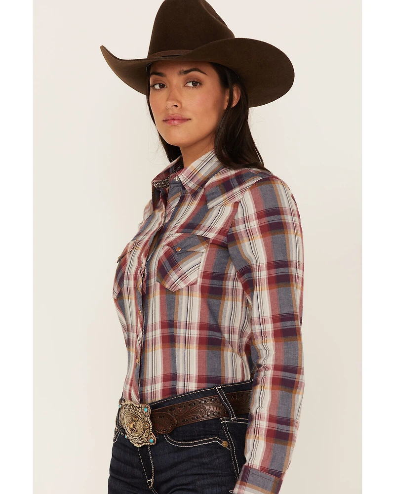 Roper Women's Plaid Print Long Sleeve Snap Performance Western Shirt