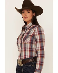 Roper Women's Plaid Print Long Sleeve Snap Performance Western Shirt
