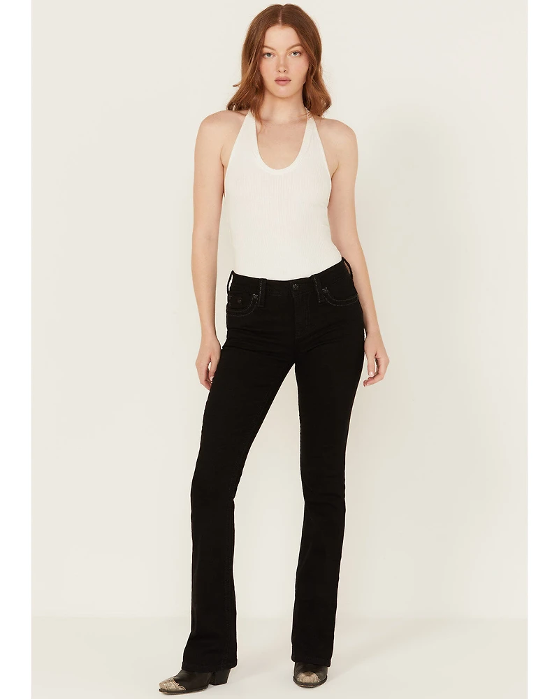 Miss Me Women's Classic Mid Rise 34" Bootcut Stretch Denim Jeans