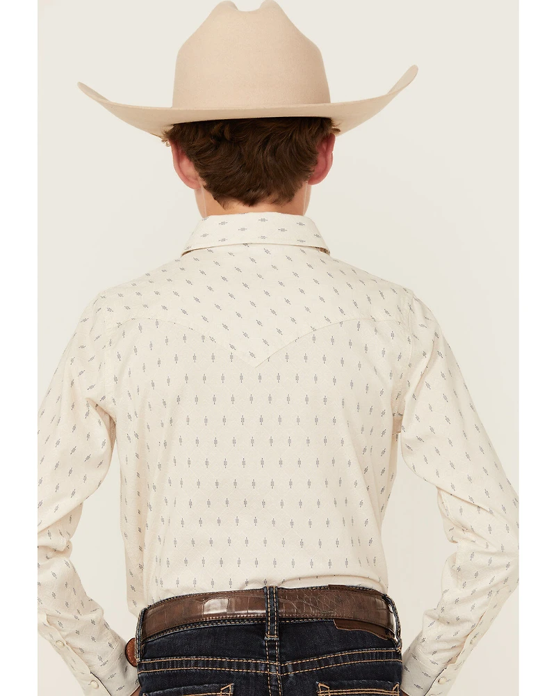 Cody James Boys' Mirage Geo Print Long Sleeve Snap Western Shirt