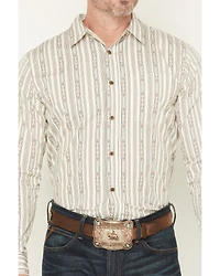 Gibson Trading Co Men's Tiki Boat Southwestern Striped Print Long Sleeve Button-Down Stretch Western Shirt