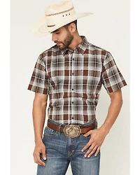Cody James Men's Urban Rodeo Plaid Print Short Sleeve Button-Down Western Shirt