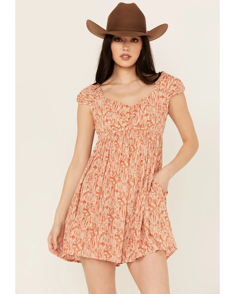 Rock & Roll Denim Women's Cactus Print Mini Dress