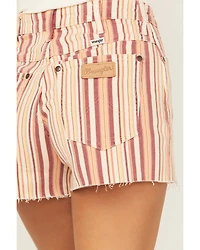 Wrangler Women's Natalie Striped High Rise Retro Cowboy Denim Shorts