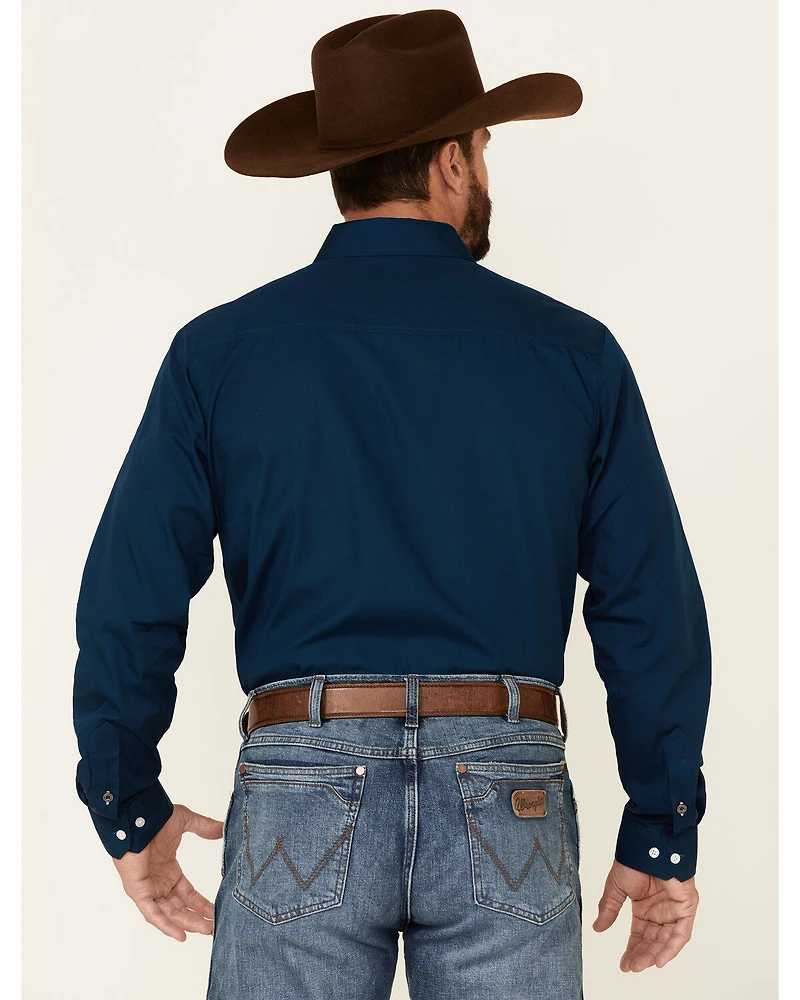 Cinch Men's Modern Fit Solid Navy Long Sleeve Button-Down Western Shirt