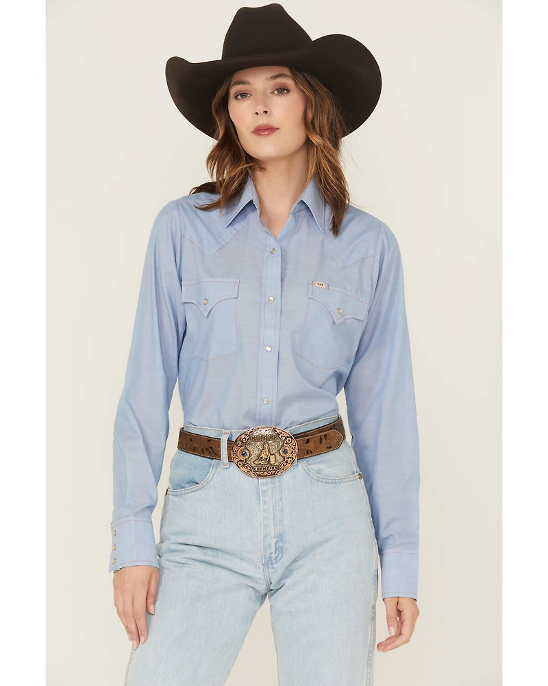 Cowboygirl by Jenna Paulette Women's Solid Long Sleeve Pearl Snap Western Shirt