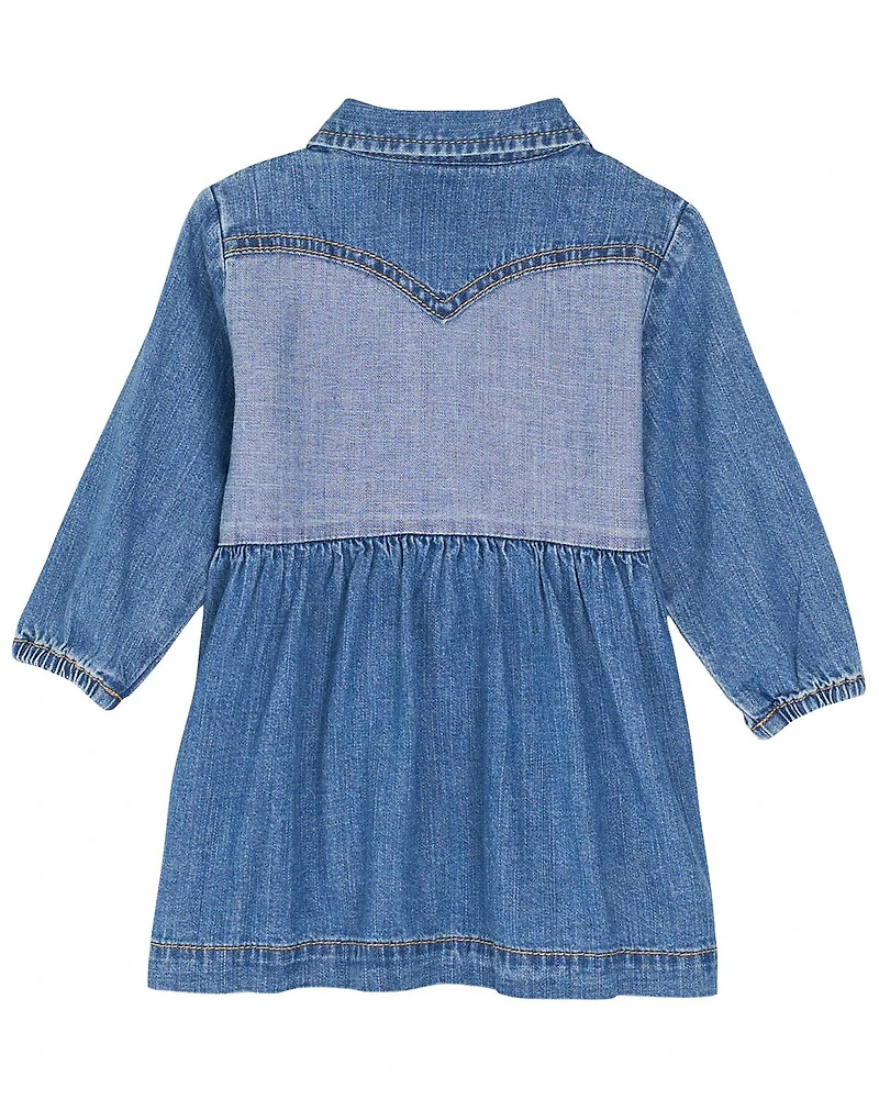 Wrangler Toddler Girls' Two Tone Long Sleeve Dress