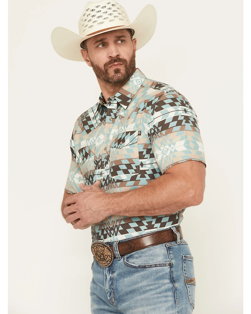 RANK 45® Men's Eagle Pass Southwestern Print Short Sleeve Snap Performance Western Shirt