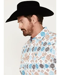 Rodeo Clothing Men's Southwestern Print Long Sleeve Pearl Snap Western Shirt