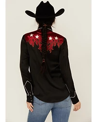 Rock & Roll Denim Women's Flames Long Sleeve Snap Western Shirt
