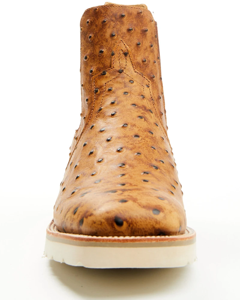 Horse Power Men's Saddle Ostrich Print Chelsea Boots - Square Toe