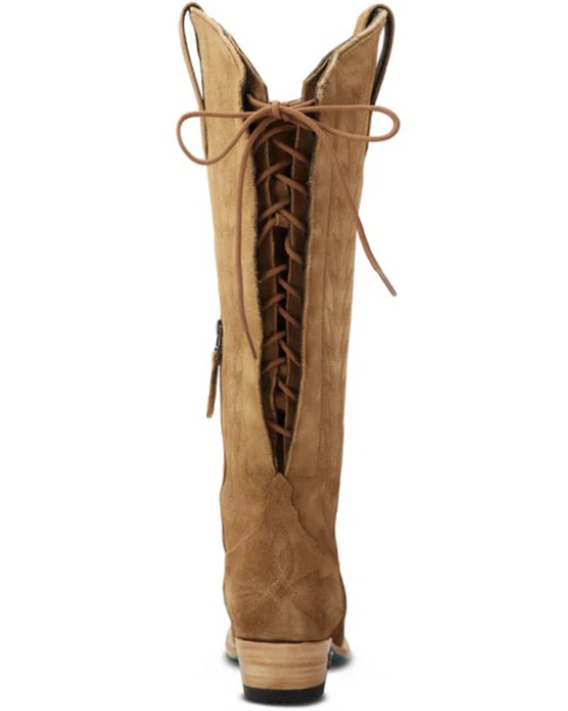 Lane Women's Lexington Knee High Corset Suede Western Boots - Snip Toe