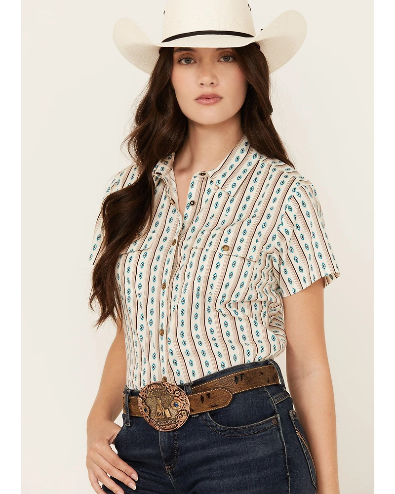Shyanne Women's Southwestern Print Short Sleeve Snap Western Shirt