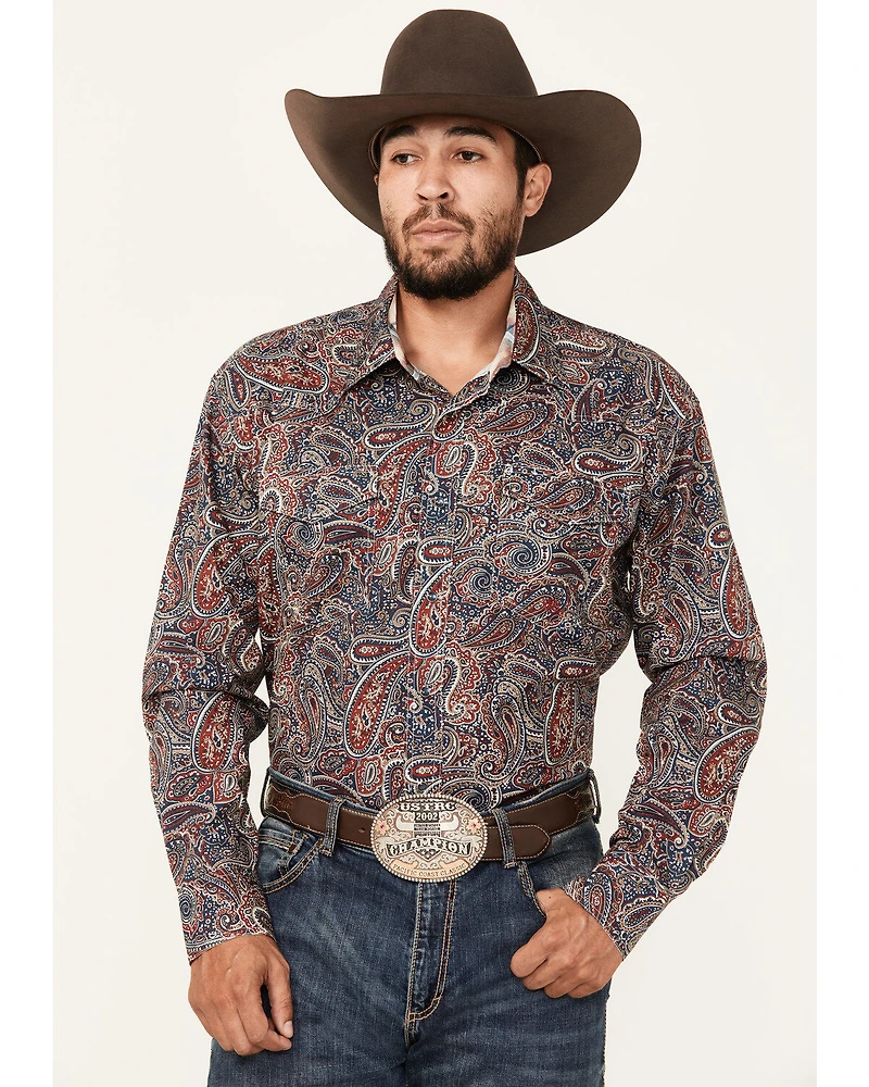 Roper Men's Amarillo Paisley Print Long Sleeve Snap Western Shirt