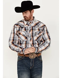 Cowboy Hardware Men's Hermosillo Gradient Plaid Print Long Sleeve Pearl Snap Western Shirt