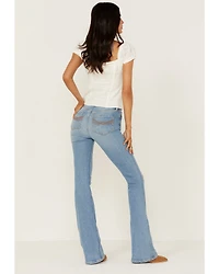 Idyllwind Women's High Risin' Roadtrip Wash Stretch Distressed Knee Flare Jeans