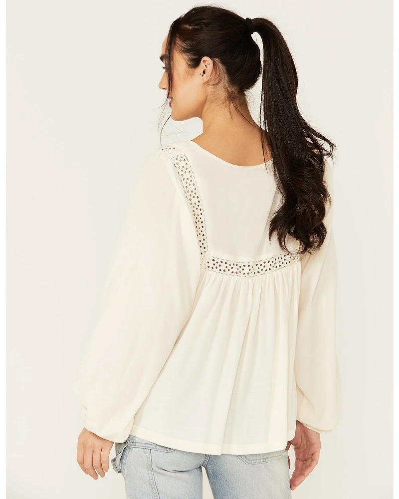 Cleo + Wolf Women's Austin Long Blouson Sleeve Painters Blouse