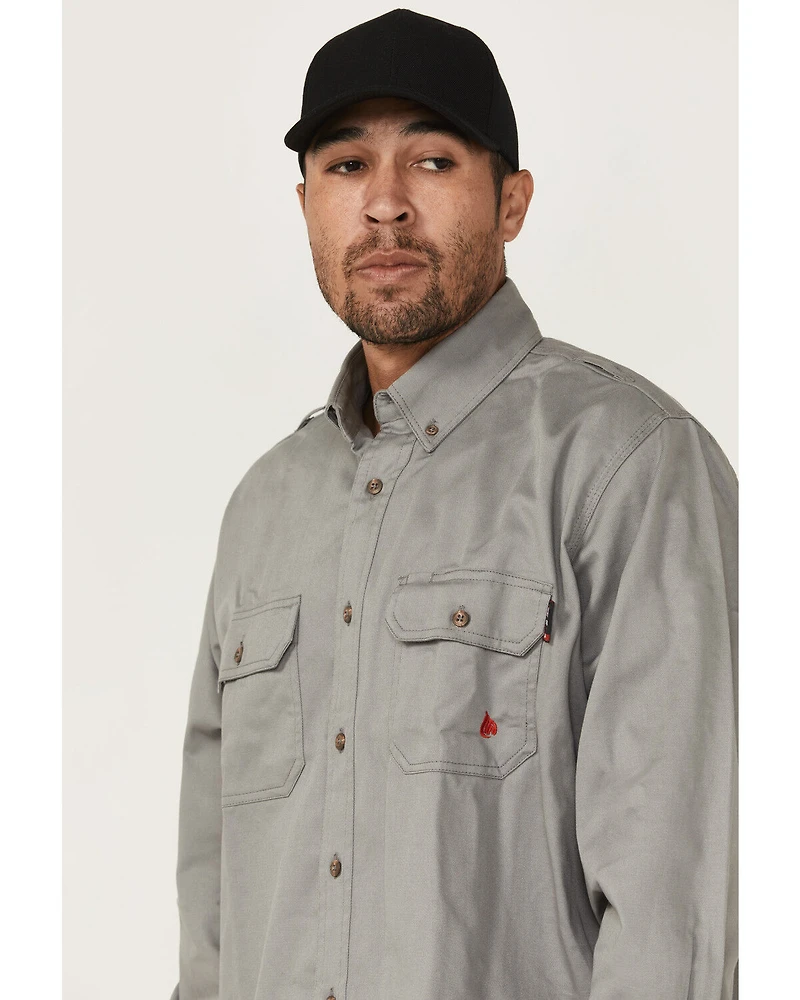 Forge Workwear Men's FR Solid Long Sleeve Button-Down Work Shirt