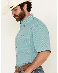 George Strait by Wrangler Men's Checkered Print Short Sleeve Button-Down Stretch Western Shirt