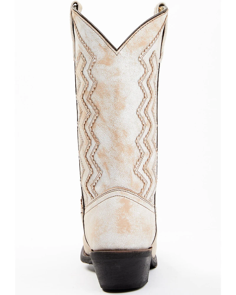 Laredo Women's Rustic Bone Overlay Western Boots - Square Toe
