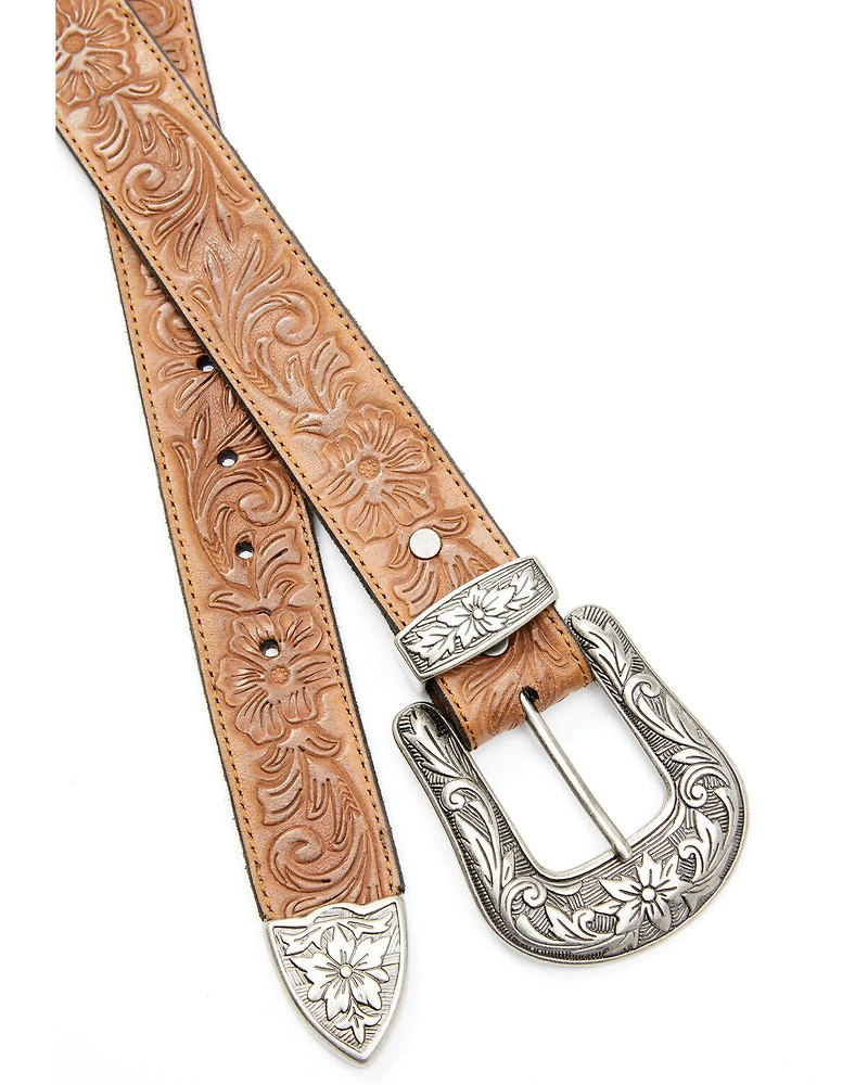 Shyanne Women's 3pc Floral Embossed Buckle Belt