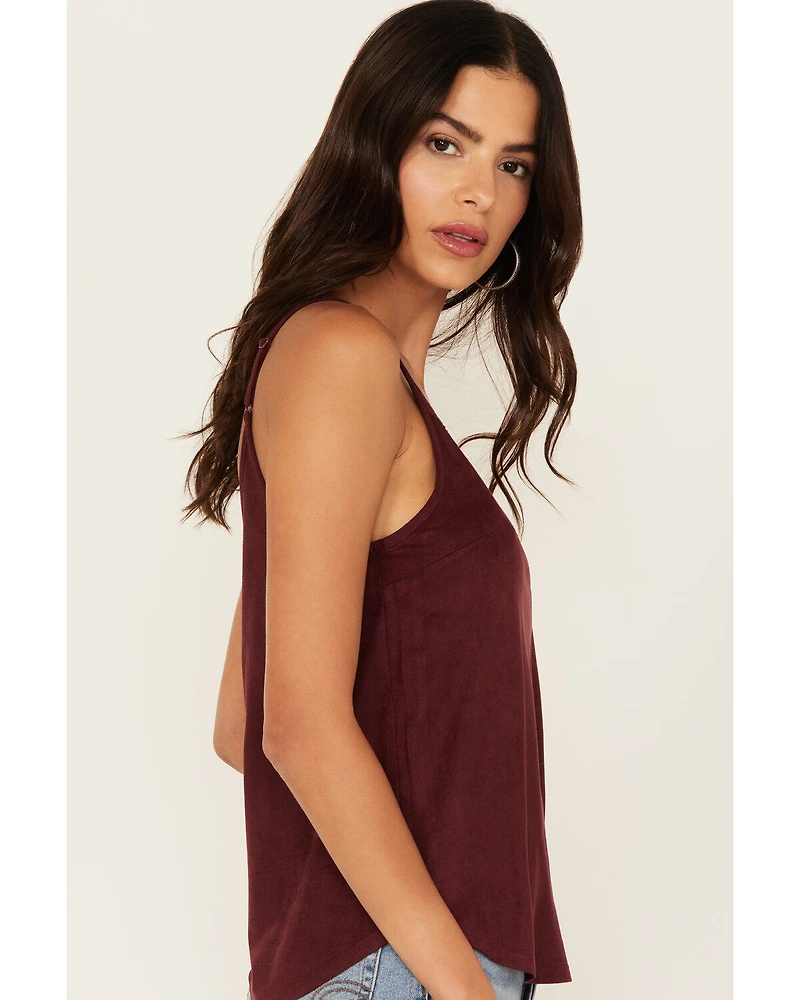 Shyanne Women's Crochet Lace Faux Suede Cami Top