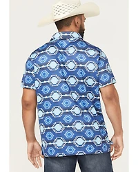 Rock & Roll Denim Men's Southwestern Print Short Sleeve Button-Down Stretch Polo