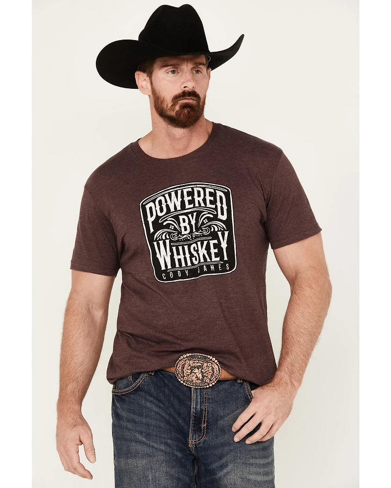 Cody James Men's Powered By Whiskey Short Sleeve Graphic T-Shirt