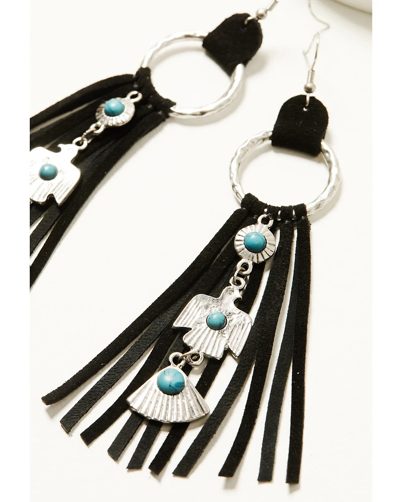 Idyllwind Women's Garland Thunderbird Leather Fringe Earrings