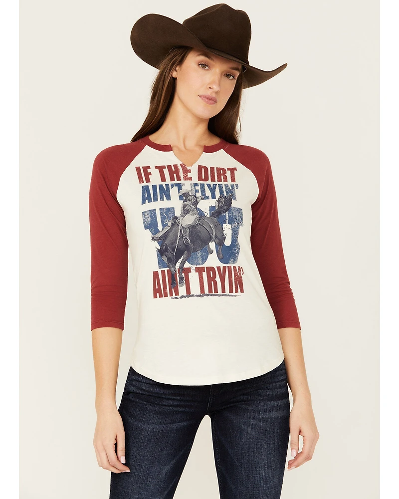 Shyanne Women's 3/4 Sleeve Split Neck Graphic Tee