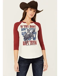 Shyanne Women's 3/4 Sleeve Split Neck Graphic Tee