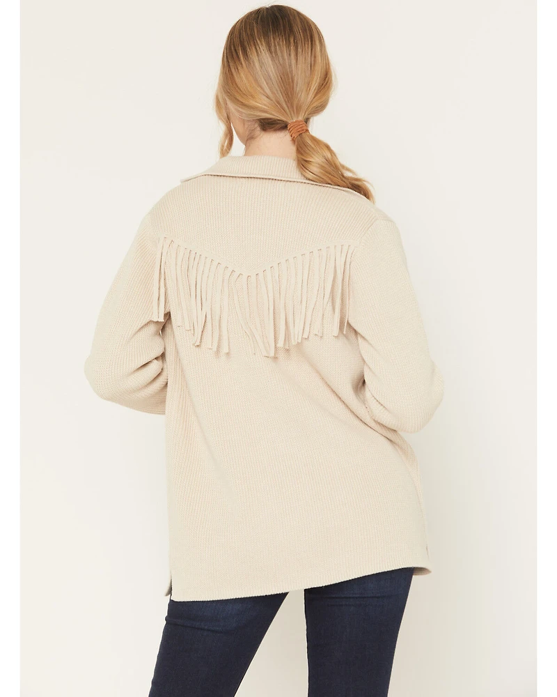 Shyanne Women's Solid Fringe Button-Down Sweater