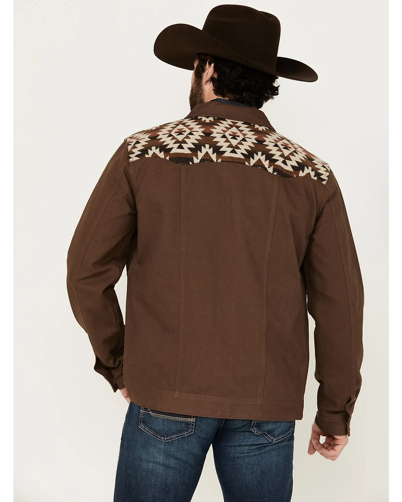 Cody James Men's Goldmine Southwestern Print Yoke Canvas Trucker Jacket