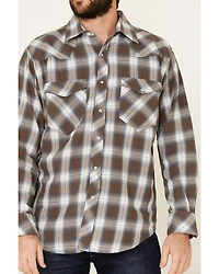 Resistol Men's Cedar Ombre Plaid Print Long Sleeve Snap Western Shirt