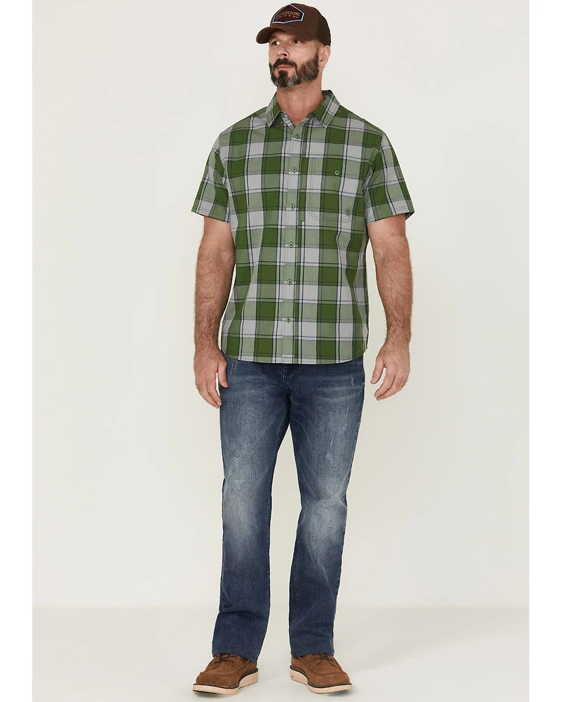 Brothers and Sons Men's Performance Large Plaid Short Sleeve Button-Down Western Shirt
