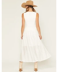 Miss Me Women's Lace Floral Embroidered Button-Front Midi Skirt